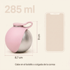 Medidas: 9 x 8,7 cm, 285 ml. Cabe en el bolsillo o colgada de la correa